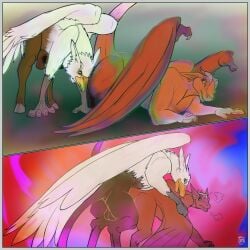 ambiguous_gender animal_genitalia avian balls breeding_mount buck_hippogriff cinos_ruddertail cormac_(artist) doggy_style dragon duo european_mythology feral from_behind_position genital_slit genitals greek_mythology hi_res hippogriff intersex intersex/male kaz_(thegrandpuppeteer) male male/male mounting musk mythological_avian mythological_creature mythological_scalie mythology penetration raised_tail scalie sex slit_penetration slit_play spread_slit substance_intoxication tail