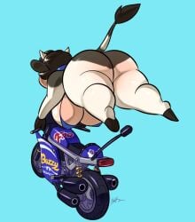 1female andrew_dickman artist_signature ass_up awd back_view big_ass big_breasts big_butt bike biker_girl bikini breasts cow cow_(mario) cow_girl cow_tail female holding holding_object in_air mario_(series) mario_kart mario_kart_world moo_moo_(mario) moo_moo_meadows_cow motorcycle simple_background tagme tagme_(artist) wheel