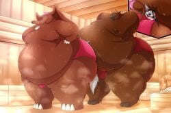 2d 2d_(artwork) 2d_artwork 3boys anthro anthro_on_anthro arms_up ass_bigger_than_body ass_bigger_than_head ass_bigger_than_torso big_ass big_ass_(male) big_belly blonde_hair brown_body bulge digital_drawing_(artwork) digital_media_(artwork) elephant elephant_ears face_to_ass furry furry_male gay gay_male grey_body grey_fur hands_behind_head homosexual homosexual_sex horns keda_(anime-wolf-08) large_moobs legs love_handles moobs moobs_bigger_than_head nipples non-human nose_ring obese obese_anthro obese_male ox parker_(caplessmtndew) pink_hair pleasure_face robthehoopedchipmunk sandwiched sauna steam steaming_body sweat sweatdrop sweating thighs thighs_bigger_than_head threesome wolf wolf_boy