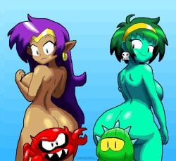 2girls ass breasts chunkiroll female nude rottytops shantae shantae_(character) tagme
