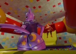 2girls 3d ass ass_focus ball_pit ballpit cat_girl cat_tail catnap_(poppy_playtime) coolestanon critters_(poppy_playtime) dog_girl dogday_(poppy_playtime) dorthy_(theycallhimcake) female furry furry_only nilly_(theycallhimcake) no_humans poppy_playtime purple_body red_body smiling_critters smug theycallhimcake