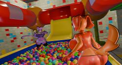 2girls ballpit blender_(software) cat_girl catnap_(poppy_playtime) coolestanon cute dog_girl dogday_(poppy_playtime) dorthy_(theycallhimcake) female furry furry_only happy nilly_(theycallhimcake) no_humans no_nudity theycallhimcake