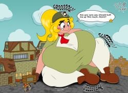 big_breasts breasts female giantess giantess_growth goomba goombella huge_breasts mario_(series) massive_breasts massive_thighs nintendo paper_mario paper_mario:_the_thousand-year_door richyminer thick_thighs