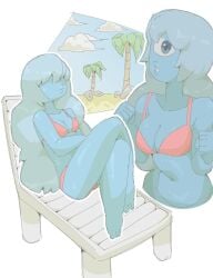 beach big_ass big_breasts big_butt big_thighs big_titties bikini blue_body blue_skin cartoon_network cleavage curvaceous curvaceous_female curvaceous_figure curvy curvy_figure curvy_hips cyclops_girl female female_focus female_only long_hair sapphire_(steven_universe) steven_universe swimsuit tumorterrors white_hair