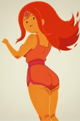 ai_generated ass dark_skin female long_hair orange_hair solo