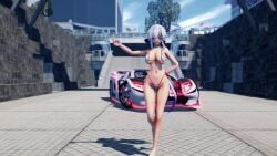 1girls animated big_breasts breasts car female huge_breasts large_breasts micro_bikini mmd tagme thong video vocaloid white_hair yowane_haku