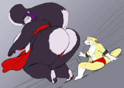 kazecat aroma_(kazecat) larger_female skunk_girl huge_ass barely_clothed skunk_tail