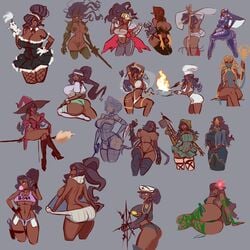 curvaceous dark_skin elf huge_ass huge_breasts live_for_the_funk maid vanessa vanessa_(live_for_the_funk) very_long_hair virgin_killer_sweater wide_hips