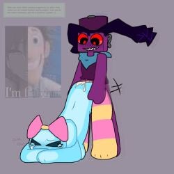 ass_up bodily_fluids boxten_(dandy's_world) dandy's_world duo ejaculation female for_a_head forced grin humanoid jack-o'_pose male male/female object_head poppy_(dandy's_world) pose rape requesting roblox sex smile tears tears_of_pain text unknown_artist
