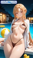 1girls 2026 ai_assisted ai_generated anime asuna_(sao) ball beachball bikini boobs breasts bust hi_res high_quality high_resolution highres long_hair looking_at_viewer navel night night_sky patreon patreon_username pool rubber_duck sky skypassion smile solo stable_diffusion swimsuit sword_art_online sword_art_online:_alicization tits water watermark yuuki_asuna