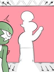 1futa 1girls 2025 female flat_chest futanari gardevoir generation_3_pokemon hole_(disambiguation) hole_in_wall humor intersex nakineiriko nude pokemon pokemon_(species) red_eyes solo white_body