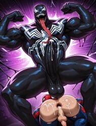 2boys abstract_background after_anal after_sex ai_generated anal anal_sex balls big_balls big_penis black_skin bodysuit cum_from_ass cum_in_ass cum_in_pussy cum_inside cum_on_ass cum_on_penis defeated defeated_hero dripping dripping_cum flexing flexing_arms flexing_bicep fucked_silly gaping gaping_anus gay light_skin light_skinned_male long_tongue male male/male male_focus male_only muscular muscular_male naked naked_male nude nude_male penis saggy_balls sharp_teeth small_balls small_penis spider-man spider-man_(series) superhero symbiote teeth teeth_showing tongue tongue_out torn_clothes torn_clothing venom venom_(marvel) villain villain_on_hero