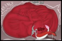 absurd_res anthro ass balls big_balls big_butt big_penis black_border bodily_fluids border claws cock_vore cum digestion dragon erection feral genital_fluids genitals group hair hi_res horn huge_butt huge_cock hyper hyper_genitalia hyper_penis male male/male multiple_prey mythological_creature mythological_scalie mythology nude partially_inside penetration penile penis scalie simple_background tail text the_ember theember trio vore wide_hips