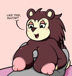 2019 animal_crossing anthro areola ass big_breasts blush breasts duo english_text erection eulipotyphlan eyelashes female freckles hedgehog huge_breasts humanoid_penis male mammal mr.under nintendo nipples nude outercourse paizuri penis sable_able sex simple_background smile solo_focus straight text video_games