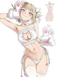 1girls cat_lingerie cat_paws himiko_toga lingerie my_hero_academia solo underwear waligner