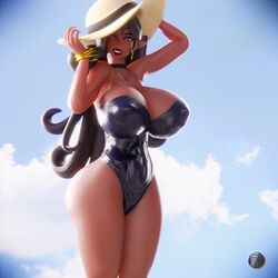 3d cleavage curvaceous dark-skinned_female dark_skin hourglass_figure huge_breasts original_character vanessa vanessa_(live_for_the_funk) very_long_hair wide_hips