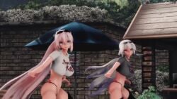 2girls 3d abs animated athletic athletic_female belly_button big_breasts breasts busty dancing female huge_breasts large_breasts megurine_luka mmd multiple_girls pink_hair tagme thong underboob video vocaloid yowane_haku