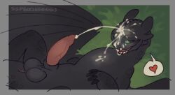 animal_genitalia anus balls bodily_fluids cum cum_on_face cum_on_self cumshot dragon dreamworks ejaculation erection european_mythology feral fury_(httyd) genital_fluids genitals heart_symbol how_to_train_your_dragon looking_at_viewer male mythological_creature mythological_scalie mythology night_fury scalie sheath solo spread_legs spreading sspeckledeggs toothless western_dragon