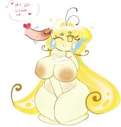 big_breasts bimbo breasts chubby_female cookie_run cookie_run_kingdom cum_in_mouth cum_on_face devsisters female female/male female_focus flustered lovers magpiered male orgasm pavlova_cookie pavlova_cookie_(adult) penis pubic_hair sugarfly_cookie surprised twitching_penis