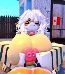 1boy 3d animated big_ass big_breasts big_penis boobjob boobjob_during_fellatio cat_ears cat_paws cum dark_skinned_male female longer_than_30_seconds male_pov myusuario paizuri roblox robloxian shorter_than_one_minute sound tagme video white_hair whorblox_adventure
