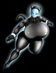 1girls alien alien_girl blue_skin breasts cat_ears cat_suit cat_tail collar colonel-gabbo female halloween halloween_costume huge_breasts original_character space space_background