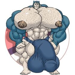 big_balls big_penis buff male male_only muk100 pecs pokemon pokemon_(species) snorlax
