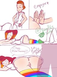 abby_(fnafhs) ass comic fnafhs homerbls multicolored_hair oxy_(fnafhs) rainbow_socks spanish_text tagme vagina