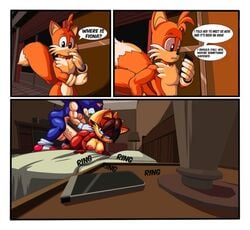 ambiguous_penetration aryentai bedroom big_breasts big_penis breasts cellphone cheating cheating_girlfriend comic cuckold english_text female fiona_fox fox hedgehog huge_cock male male/female muscular phone segainfinity sonic_(series) sonic_the_hedgehog sonic_the_hedgehog_(archie) sonic_the_hedgehog_(comics) speech_bubble straight superbunnygt tails text veiny_penis