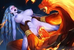 ai_generated blue_skin defeat_rape defeated_female final_fantasy final_fantasy_vii fire fire_in_pussy grabbing_another's_breast hot_cum ifrit_(final_fantasy) limp_arms magma pain raped sex shiva_(final_fantasy) summon unable_to_fight_back unable_to_resist