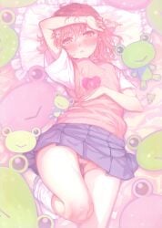 1girls 2020s 2024 :< absurd_res bare_legs bed_sheet blush breasts brown_eyes brown_hair brown_sweater_vest candy chocolate chocolate_heart collared_shirt cute embarrassed female food gekota gluteal_fold grey_skirt head_on_pillow heart hi_res indoors isshi_pyuma knee_up looking_at_viewer loose_socks lying matching_hair/eyes miniskirt misaka_mikoto on_back pillow pleated_skirt scan school_uniform schoolgirl seductive shirt short_hair shorts shorts_under_skirt skirt small_breasts socks solo student stuffed_animal stuffed_toy summer_uniform sweater_vest teenage_girl teenager thick_thighs thighs to_aru_kagaku_no_railgun to_aru_majutsu_no_index tokiwadai_school_uniform upskirt valentine's_day white_shirt white_socks wide_hips young young_female