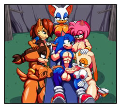 1boy 5girls abs amy_rose aryentai assisted_fellatio badger balls bat big_balls big_breasts big_penis blowjob breast_grab breasts cream_the_rabbit exposed_torso fellatio footwear hand_on_another's_head hand_on_head handwear harem hedgehog huge_breasts huge_cock lips_at_tip mostly_nude multiple_girls muscle muscles muscular muscular_male naked nipples nude oral pecs pimp rabbit rouge_the_bat sally_acorn segainfinity sonic_(series) sonic_boom sonic_the_hedgehog sonic_the_hedgehog_(archie) sonic_the_hedgehog_(comics) sticks_the_badger sticks_the_jungle_badger sticks_the_tejon superbunnygt teamwork veiny_penis