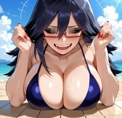 1female 1girls ai_generated beach big_breasts big_breasts bikini bikini_top breasts breasts cleavage closed_eyes dark_hair female female_focus female_only glasses huge_boobs huge_breasts kaistar large_boobs large_breasts laugh laughing light-skinned light-skinned_female light_skin long_hair midnight_(my_hero_academia) milf mommy my_hero_academia patreon red_glasses shiny shiny_skin smile smiling smirk solo solo_female solo_focus spiky_hair sweat sweatdrop sweating sweaty sweaty_body tongue wet wet_body wet_skin white_skin white_skinned white_skinned_female
