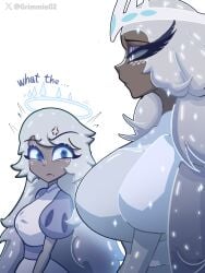 angel big_breasts breasts clothing dark_skin emily_(hazbin_hotel) english_text grimmie02 hazbin_hotel sera_(hazbin_hotel) text