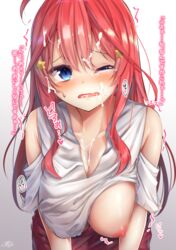 breasts cum go-toubun_no_hanayome nakano_itsuki nipples no_bra ramchi shirt_lift