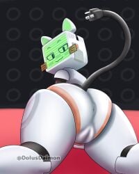 animal_ears anthro anus artist_name ass ass_focus big_ass big_butt cat_ears catgirl computer_head dolusdaimon electric_plug electrical_plug_tail eyebrows eyebrows_raised fuch_animations looking_at_own_butt looking_back presenting puffy_anus pur_03 pussy robot robot_ass robot_cat robot_girl robot_humanoid screen screen_face sticky_note tail tiktok tv_head viewed_from_behind whiskers white_body wide_hips