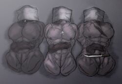 3boys ball_crushing beheaded blood_splatter cut_penis dead_eyes death gore guro male male_death male_only meat muscles muscular penectomy r18g tagme