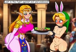 androgynous animal_ears blush blushing_face blushing_male bunny_ears curvy curvy_ass curvy_body curvy_figure curvy_hips curvy_thighs femboi femboy forced forced_exposure forced_presentation humiliated humiliating humiliation humiliation_fetish link male_bottom narrow_waist penis public public_humiliation public_nudity sexy sexy_ass sexy_body slave slave_collar slave_outfit spiked_collar testicles trap zelda_(ocarina_of_time)