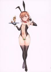1girls 2020s 2022 absurd_res animal_ears armpits bare_hips bare_shoulders blush breasts brown_eyes brown_hair cleft_of_venus closed_mouth collarbone covered_navel detached_collar elbow_gloves fake_animal_ears female food full_body gloves gluteal_fold groin hair_ornament hi_res hips ice_cream ice_cream_cup isshi_pyuma leotard looking_at_viewer matching_hair/eyes misaka_mikoto navel pear-shaped_figure rabbit_ears scan see-through_clothes short_hair skindentation small_breasts solo standing stomach strapless strapless_leotard teenage_girl teenage_tits teenager thigh_gap thighhighs to_aru_kagaku_no_railgun to_aru_majutsu_no_index tray white_background wrist_cuffs young young_female