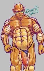abs absurd_res balls bearwire08 biceps big_breasts big_muscles big_pecs big_penis blush bodily_fluids breasts digital_media_(artwork) dragon_ball genital_fluids genitals hi_res huge_muscles humanoid male male/male muscular muscular_male nipples nude pecs penis piccolo solo