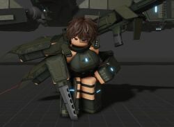 1girls 3d armor baseplate breasts brown_hair female green_armor green_clothing light_skin red_eyes roblox robloxian robot short_hair tagme thetrulyunfunny thighs