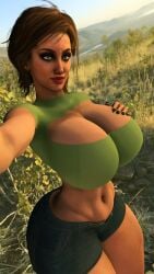 1girls 3d abs big_breasts big_thighs breasts cleavage cleavage_window curvy curvy_female female huge_breasts left_4_dead left_4_dead_(series) mini_giantess voluptuous wide_hips zoey_(left_4_dead)