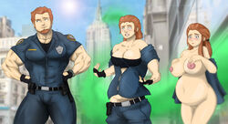 breast_expansion breasts female gender_transformation huge_belly mtf_transformation police police_uniform policewoman pregnant ready_to_pop sequence transformation