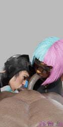 1boy 2girls 3d 3d_(artwork) 3d_model 3d_render ball_suck ball_sucking balls ballsack black_man black_woman blender blender3d blender_(artwork) blender_(software) blowjob_face blowjob_gesture blowjob_only blowjob_pov catwoman catwoman_(injustice) crossover dark-skinned_female dark-skinned_male dark_skin darkprimordials dc dc_comics dispatch_(game) female female_focus injustice:_gods_among_us injustice_2 interracial male prism prism_(dispatch) straight sucking sucking_balls sucking_penis sucking_testicles threesome threesome_blowjob trio white_woman