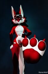 3_toes 3d_(artwork) 4_fingers absurd_res animal_genitalia animal_penis anthro balls barefoot bodily_fluids canine_genitalia canine_penis claws cum digital_media_(artwork) ember_(rainerwolf) erection feet fingers foot_fetish foot_focus foot_play fur genital_fluids genitals hair hi_res knot knotted_penis looking_at_viewer male mammal multicolored_body novabeast nude pawpads paws penile penis rainerwolf red_body red_eyes red_fur smile solo tail toes
