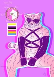 absurd_res anthro blindfold bondage bound felid hands_tied hi_res leather lgbt_pride male mammal nonbinary_pride_colors omnisexualotter pansexual_pride_colors pantherine pride_color_flag pride_colors restraints sitting solo tiger