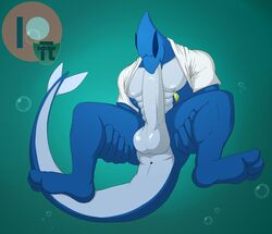 1boy alternate_color anthro anthrofied anus ass autofellatio avian big_penis blue_skin bubbles closed_eyes clothing feet fellatio flexible geng huge_cock legendary_pokémon long_neck lugia male male_only masturbation mostly_nude muscular muscular_male nintendo nipples nude oral oral_masturbation original_character penile_masturbation penis piercing pokemon pokemon_(species) pokemon_gsc pokemorph shirt solo tail testicles text topwear underwater video_games watermark