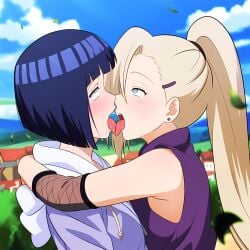 2girls ai_generated female female_only french_kissing human hyuuga_hinata ino_yamanaka ino_yamanaka(genin) kissing multiple_girls naruto naruto_(series) powerhouserift saliva_on_tongue tongue_kiss tongue_touching_another's_tongue tongues_touching yuri