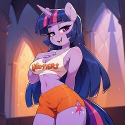 , ai_generated hooters_uniform my_little_pony my_little_pony twilight_sparkle_(mlp)