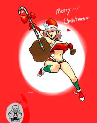 2d blue_eyes christmas_hat christmas_headwear doki_doki_literature_club emptyskull302 english_text female_focus hat headwear heart holiday_clothing human humanoid navel sans santa_hat sayori_(doki_doki_literature_club) solo_focus strawberry_blonde_hair text undertale undertale_(series) zzz