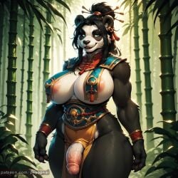 ai_generated artist_name artist_psyopsai blue_eyes clothed clothing colored curvy digital_media_(artwork) flaccid front_view fur furry furry_only futa_only futanari monster_girl nipples pandaren penis solo solo_focus thick thick_legs thick_thighs uncensored world_of_warcraft
